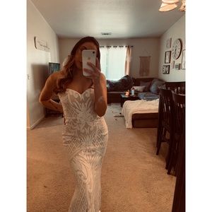 Olivia White Sequin Strapless Maxi Dress